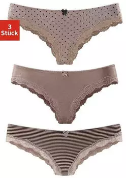 Lascana Brasilslip aus elastischer Baumwolle mit zarter Spitze