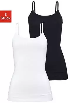 H.I.S Jeans Spaghettiträger-Top aus elastischer Baumwoll-Qualität schwarz/weiß