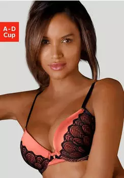 Lascana B&uuml;gel-BH mit Jacquard-Spitze und Tr&auml;gerdetail pink/schwarz