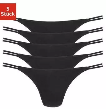 Vivance Dreams String 5er-Pack aus elastischer Baumwolle schwarz