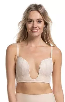 Magic Bodyfashion V-Bra Bügel-BH mit Spitze und Mesh-Details hellbeige