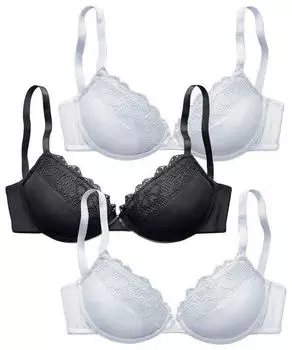 Petite Fleur Push-up-BH mit Bügel weiß/schwarz