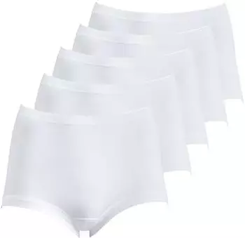 Schöller Hoher Taillenslip Baumwolle Feinripp mit glänzendem Finish 5er-Pack (58600-47-015) weiss