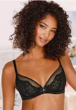 Lascana B&uuml;gel-BH Flora mit feiner Spitze und edlem Glitzeraccessoire (98513446) schwarz