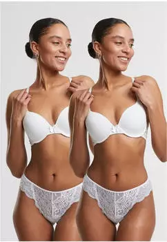 Urban Classics Damen Allover Lace Tanga 2-Pack (TB7847A) wei&szlig;