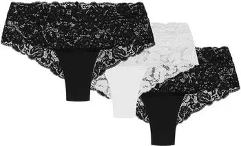Wolbar Nova 3-pak Shorts Lace Hipster schwarz/weiß