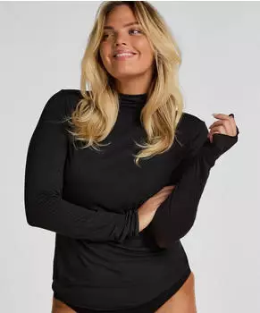 Hunkemöller Super Soft Shirt aus Kaschmir-Mix mit Rollkragen schwarz