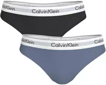 Calvin Klein Icon Cotton Modal Tangas in Schwarz/Blau 2er-Pack-Bunt (LV00QF88343WF)