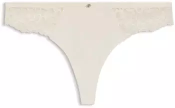 Hugo Boss String mit mittlerer Bundhöhe Spitze und plissiertem Mesh Style THONG_BLOSSOM 50556195 Weiß
