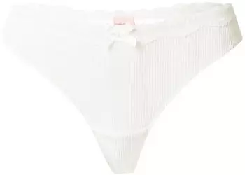 Hunkemöller Lola Gerippter Tanga in Weiß mit Spitzenborte (BH24-Q2-077)