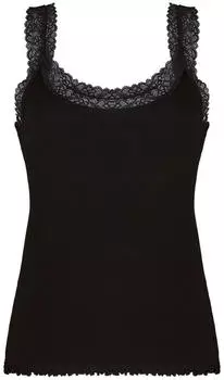 Hunkem&ouml;ller Rippjersey-Top mit Spitze schwarz