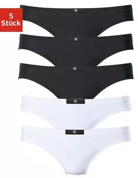H.I.S Jeans String 5er-Pack aus elastischer Baumwoll-Qualit&auml;t wei&szlig;/schwarz