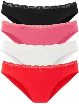 Lascana Bikinislip aus elastischer Baumwolle wei&szlig;/pink/schwarz