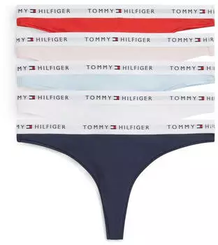 Tommy Hilfiger 5-Pack Essential Cotton Thongs (UW0UW06344) red/pink/blue-colorful