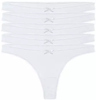 yenita 5er-Pack String Tangas Baumwolle-Stretch (5110) weiß