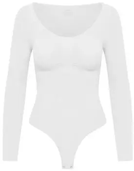 cfab by creamy fabrics Bodysuit Sculpting Shapewear Longsleeve mit String weiß