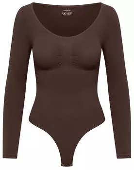 cfab by creamy fabrics Bodysuit Sculpting Shapewear Longsleeve mit String braun
