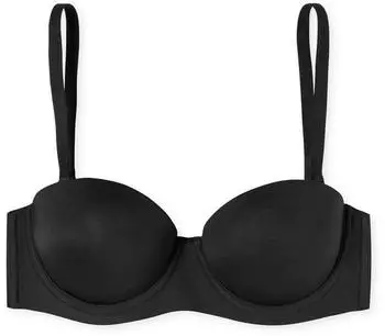 Schiesser Unique Micro Bandeau BH mit abnehmbaren Tr&auml;gern und gleitenden Cups schwarz (181449)