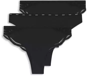 Hugo Boss Slips aus supersoftem Material im Dreierpack mit nicht abzeichnendem Schnitt Style 3P LACE BRAZILIAN 50566501 Schwarz