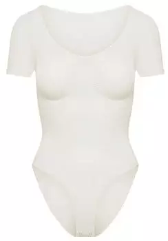 cfab by creamy fabrics Miederbody T-Shirt Bodysuit Sculpting Shapewear mit Slip weiß