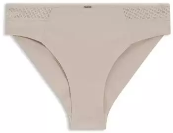 Hugo Boss Slip mit niedriger Bundhöhe goldfarbener Plakette und Monogramm-Spitze - Style BRIEF_B LACE 50566492 Hellbeige