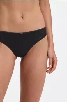 Hugo Boss Slip mit niedrigem Bund Spitze und goldfarbenen Akzenten - Style THONG_B LACE 50566686 Schwarz