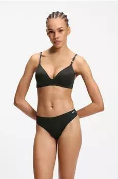 HUGO Slip aus elastischer Mikrofaser mit niedriger Bundhöhe und Print - Style SHADOW THONG 50566799 Schwarz