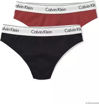 Calvin Klein Icon Cotton Modal - 2er-Pack Tangas in Schwarz/Rot-Mehrfarbig (LV00QF88345DT)