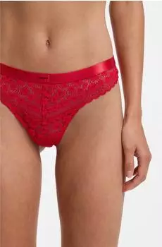 HUGO String aus Spitze mit Leopardenmuster und Logo am Bund - Style SAVANA THONG 50570676 Rot
