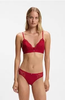 Hugo Boss Premium Spitzen-Bralette mit plissiertem Mesh - Style TRIANGLE_BLOSSOM 50556193 Rot