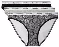 Bikinislip "BIKINI 3PK", Damen, Gr. XS (34), Jersey, schwarz-wei&szlig; (schwarz,...