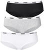 3er Pack PUMA Hipster Damen white / grey / black S 3er Pack PUMA Hipster Damen white / grey / black S