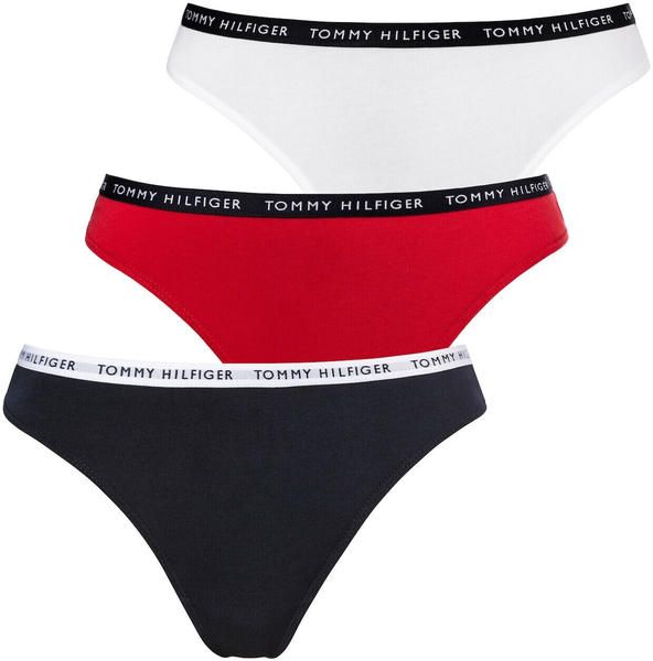 Tommy Hilfiger 3-Pack Logo Waistband Thongs (UW0UW02829) white/desert sky/primary red