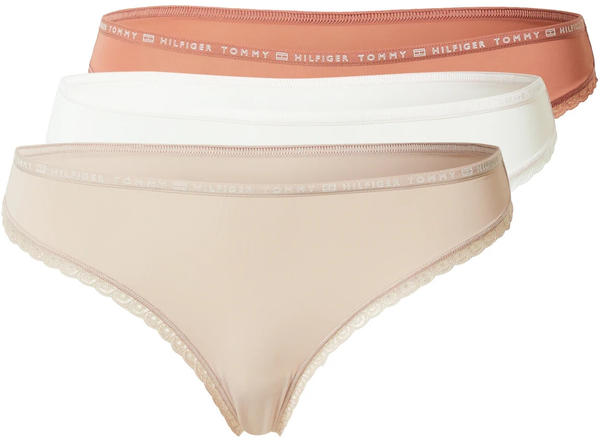 Tommy Hilfiger 3-Pack Floral Lace Thongs (UW0UW02824) mineralize/balanced beige/pale pink