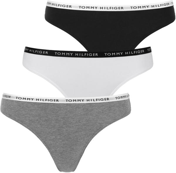 Tommy Hilfiger 3-Pack Logo Waistband Thongs (UW0UW02829) medium grey/white/black