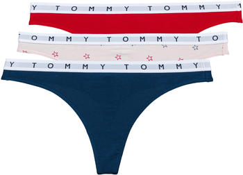 Tommy Hilfiger 3-Pack Logo Waistband Thongs (UW0UW02521) twilight indigo/star/primary red