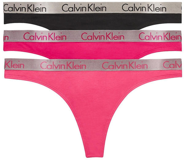 Calvin Klein Radiant Cotton 3 Pack Thongs (000QD3560E) pink splendor/briar rose/back