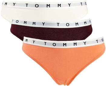 Tommy Hilfiger 3-Pack Logo Waistband Thongs (UW0UW02521) peach dusk/deep rouge/white