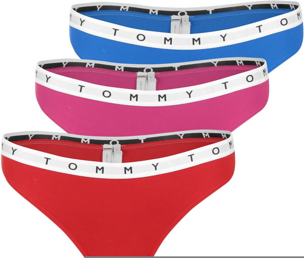 Tommy Hilfiger 3-Pack Logo Waistband Thongs (UW0UW02521) deep crimson/pink amour/blue