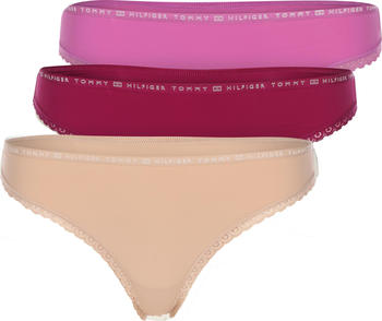 Tommy Hilfiger 3-Pack Floral Lace Thongs (UW0UW02824) lilac orchid/misty italian/wine