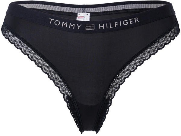 Tommy Hilfiger Tonal Logo Lace Thong (UW0UW04184) black