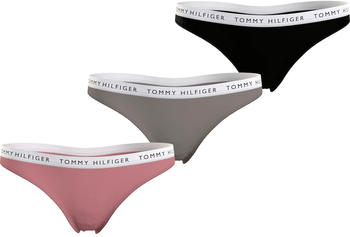Tommy Hilfiger 3-Pack Logo Waistband Thongs (UW0UW02829) flora pink oat milk black