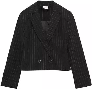 s.Oliver Verkürzter Blazer mit Glitzer-Nadelstreifen schwarz 2156745.9999.