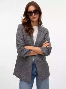 Vero Moda VMFrisa (10306404) graumeliert – Vero Moda VMFrisa (10306404) graumeliert – knielanger Blazer mit femininer Silhouette
