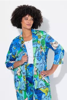 Angel of Style Blazer Straight Fit Glitter / Gesichterdruck offene Form (830200) helltürkis/grün