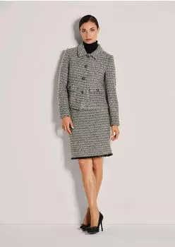 Madeleine Tweed Blazer mit Fransen-Details, Slim Fit (39259451) graphit/wollwei&szlig;