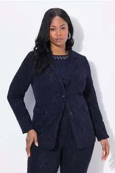 Ulla Popken Jersey Blazer mit Rollkanten und Reverskragen (841163) dunkles marine