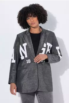 Angel of Style Blazer Straight Fit Glitzer / Face Print Open Form schwarz/weiß