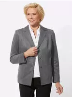 Witt Blusenblazer Lederimitat-Blazer Langarm grau 38