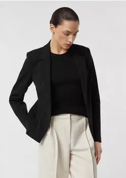 Comma Taillierter Blazer aus weichem Jersey mit Rei&szlig;verschlusstaschen schwarz (2176807.9999)